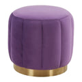Purple Round Velvet Ottoman with Gold Base X5844