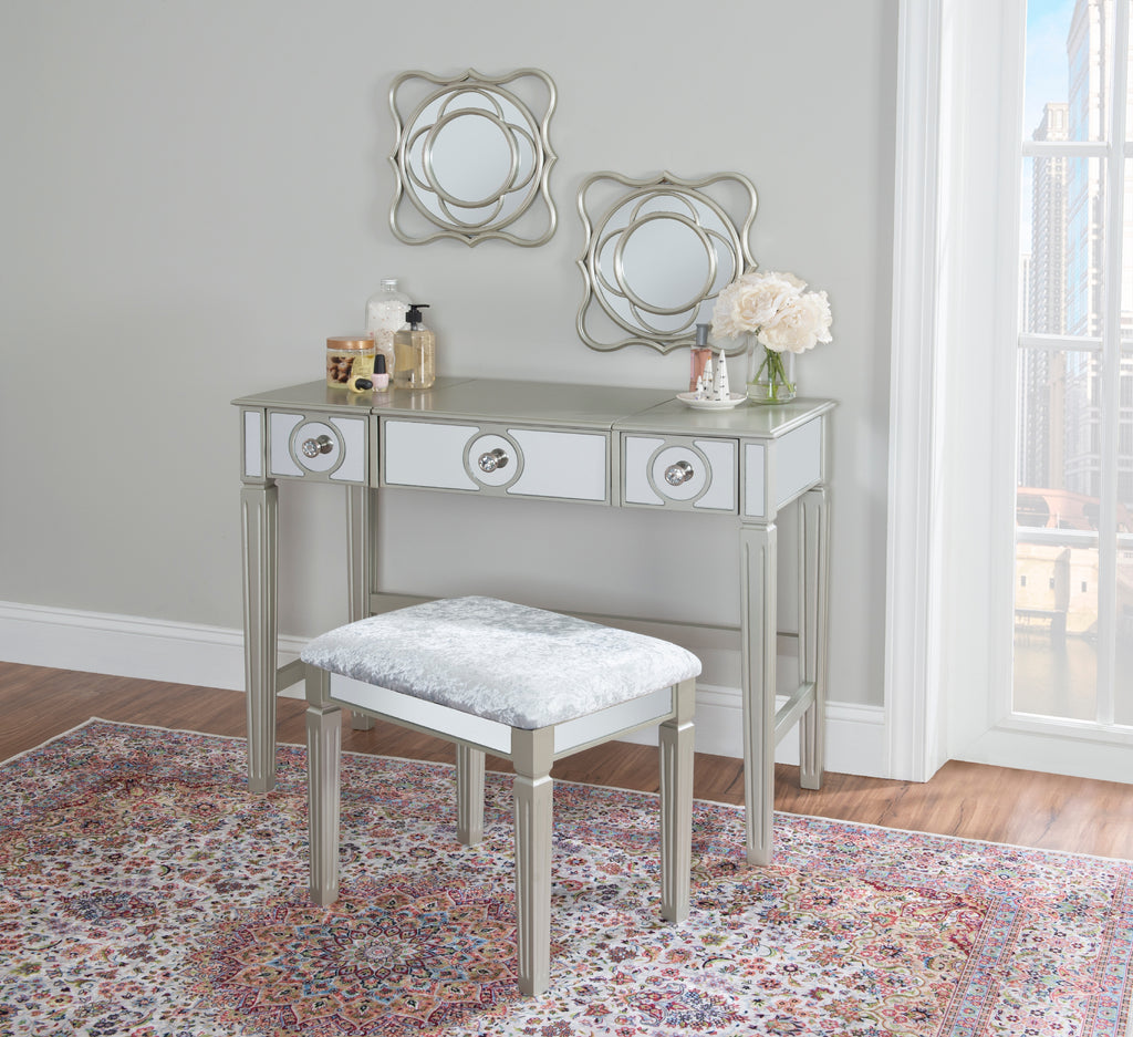 2-Piece Vanity Set with Flip-Top Mirror and Bench P4879