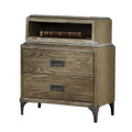 Brown 2 Drawer Wooden Nightstand with Metal Legs R6023