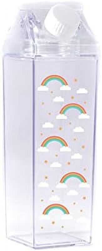 rainbow pattern milk carton water bottle 500ml 16.9oz clear K7350