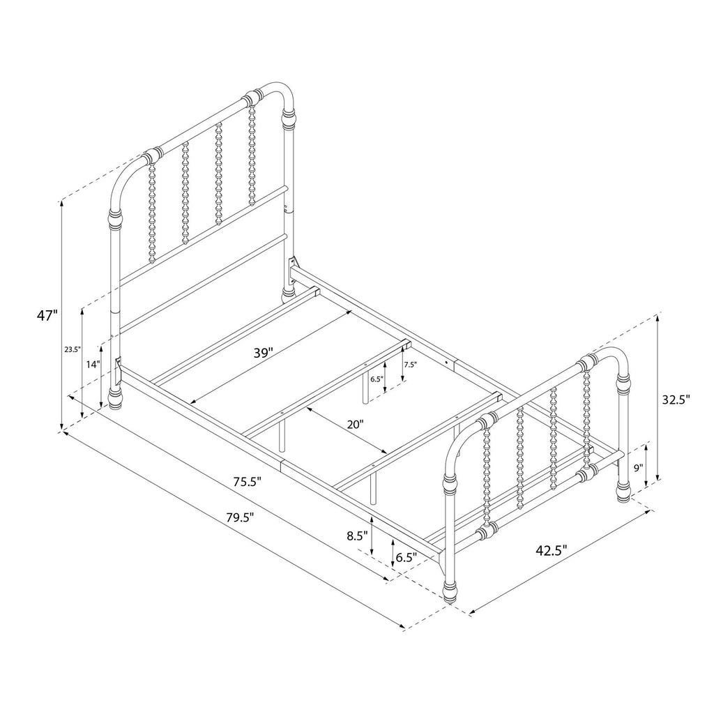 White Twin Metal Bed Frame with Headboard E34027