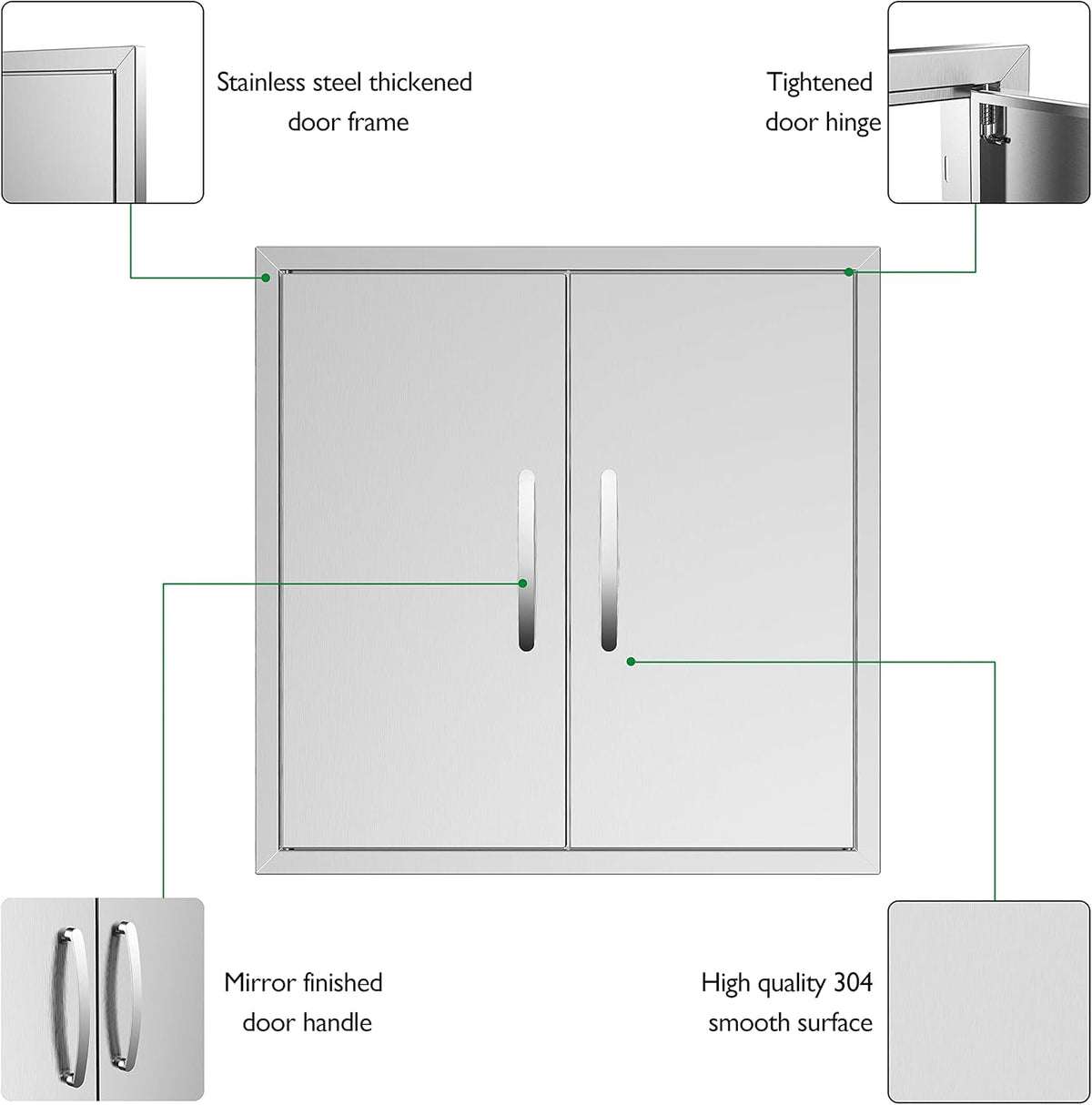 Stainless Steel 24''W x 24''H Outdoor Kitchen Doors V14852