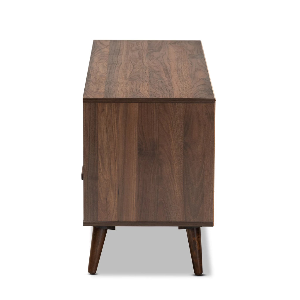 Two-Tone Grey and Walnut Brown Wood 1-Drawer TV Stand D99106