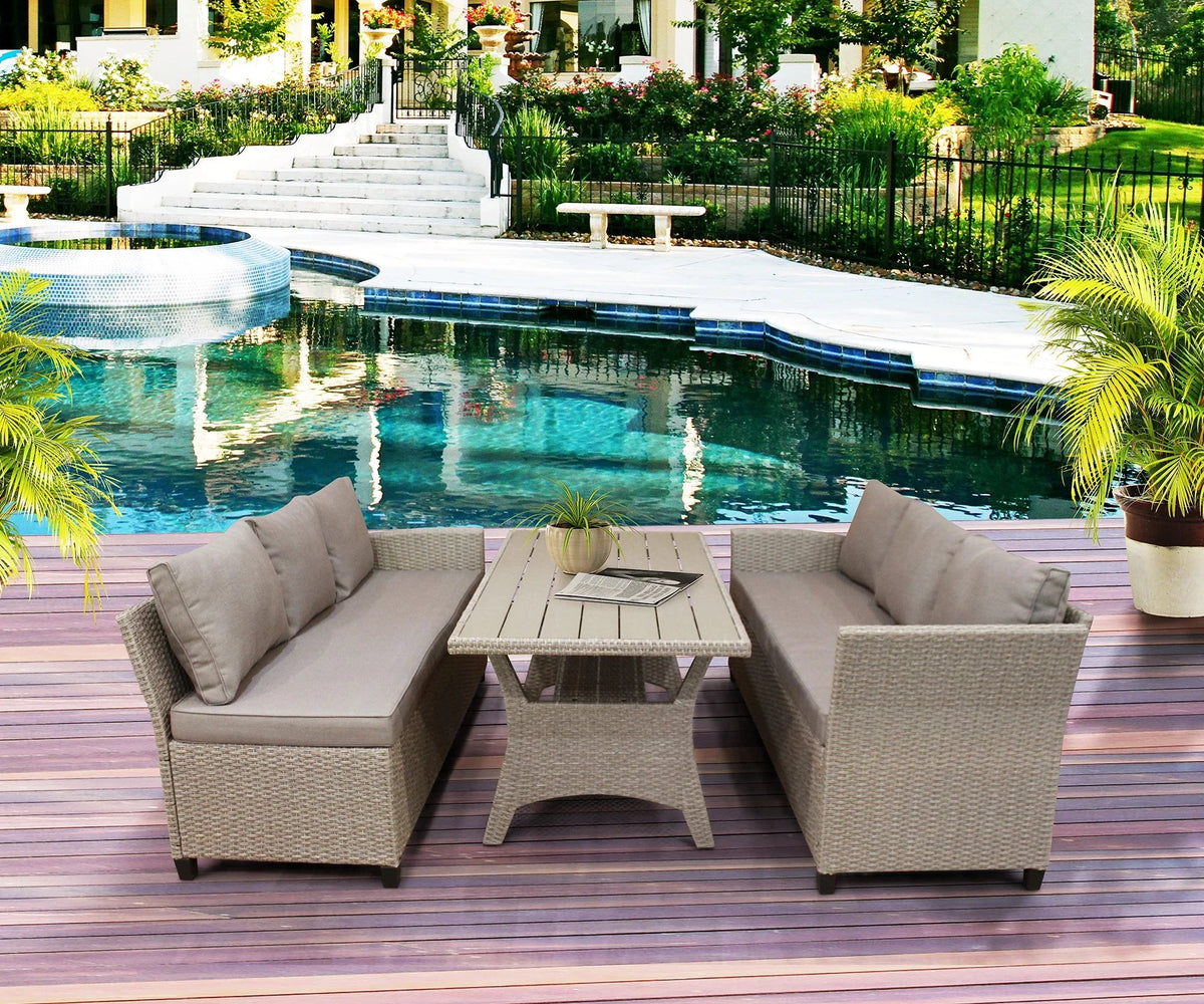 PE Rattan Wicker Sectional Sofa Set with Table T544