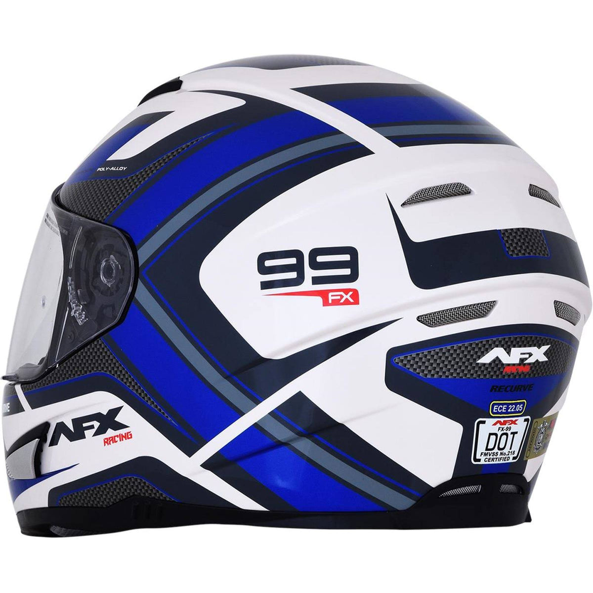 Pearl White/Blue Recurve Helmet A2606