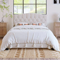 Queen Size Platform Bed Frame Beige T81594
