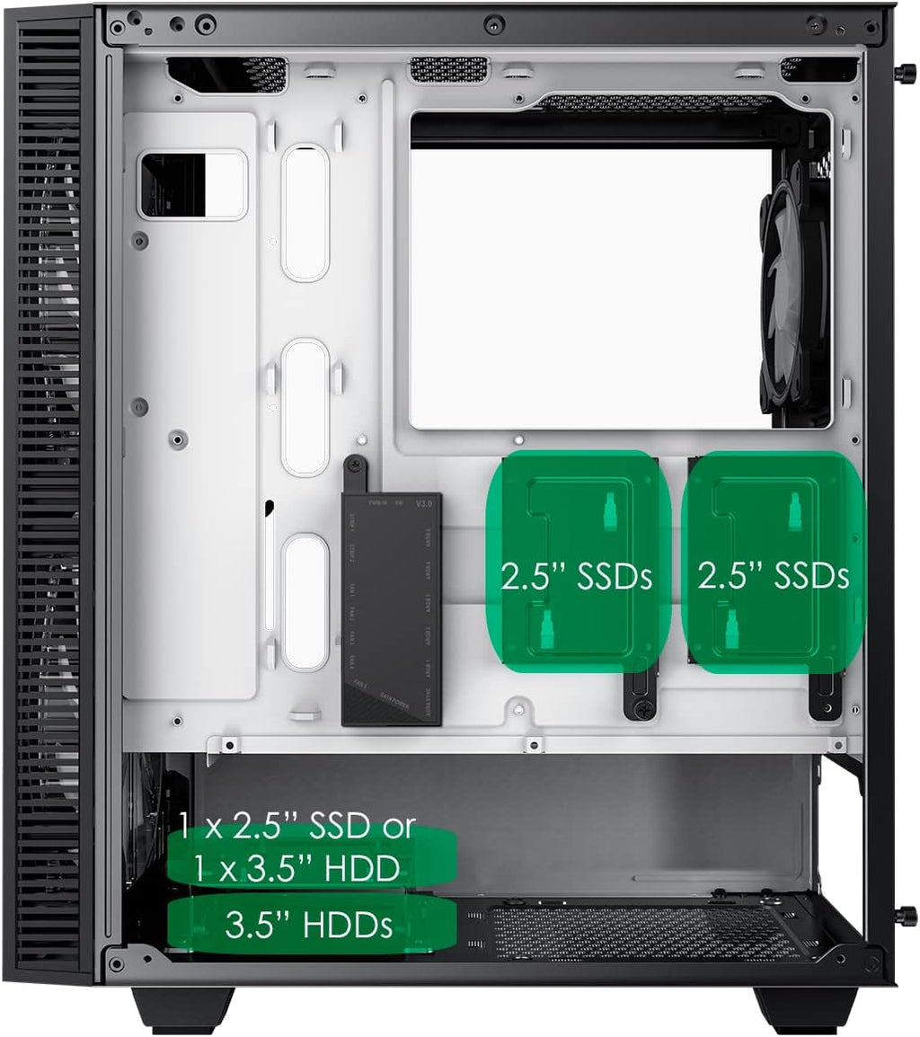 Black Mid-Tower ATX ARGB PC Gaming Case with Tempered Glass Side Panel X524189