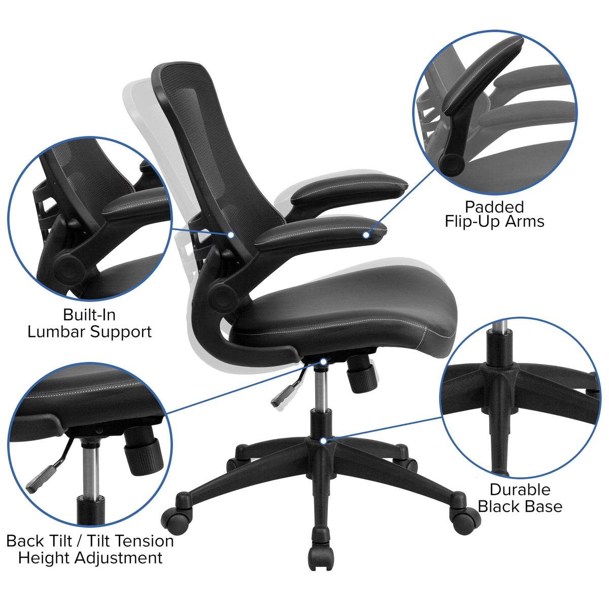 Black Computer Desk, Ergonomic Mesh Office Chair and Locking Mobile Filing Cabinet G495530