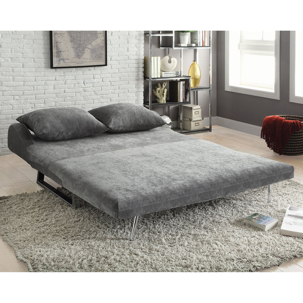 Grey Upholstered Sofa Bed A6793