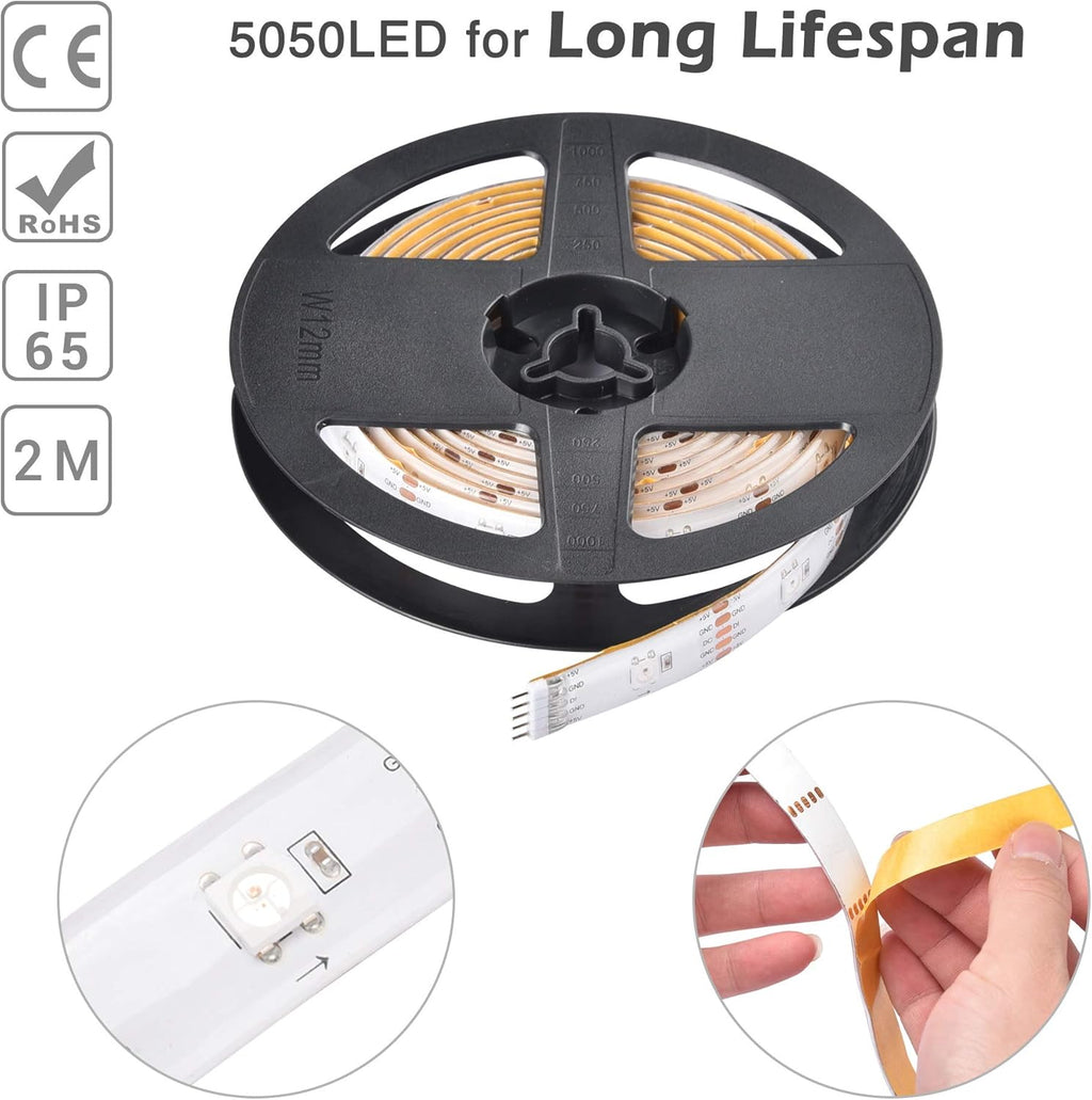 6.6 Ft WIFI Smart LED Strip Light Kit 5050 RGB Color Changing Pack of 2 B227