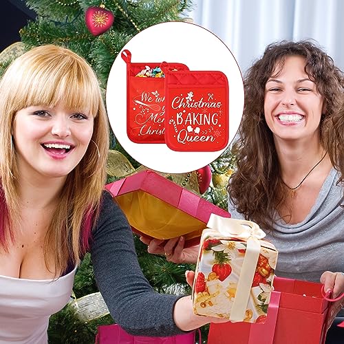 24 Piece Red Christmas Pot Holders with Pockets Oven Mitts H80294