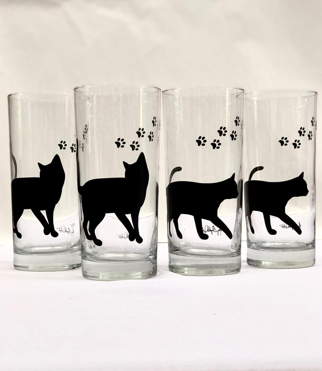 Set of 4 Black Cat Glasses X7310