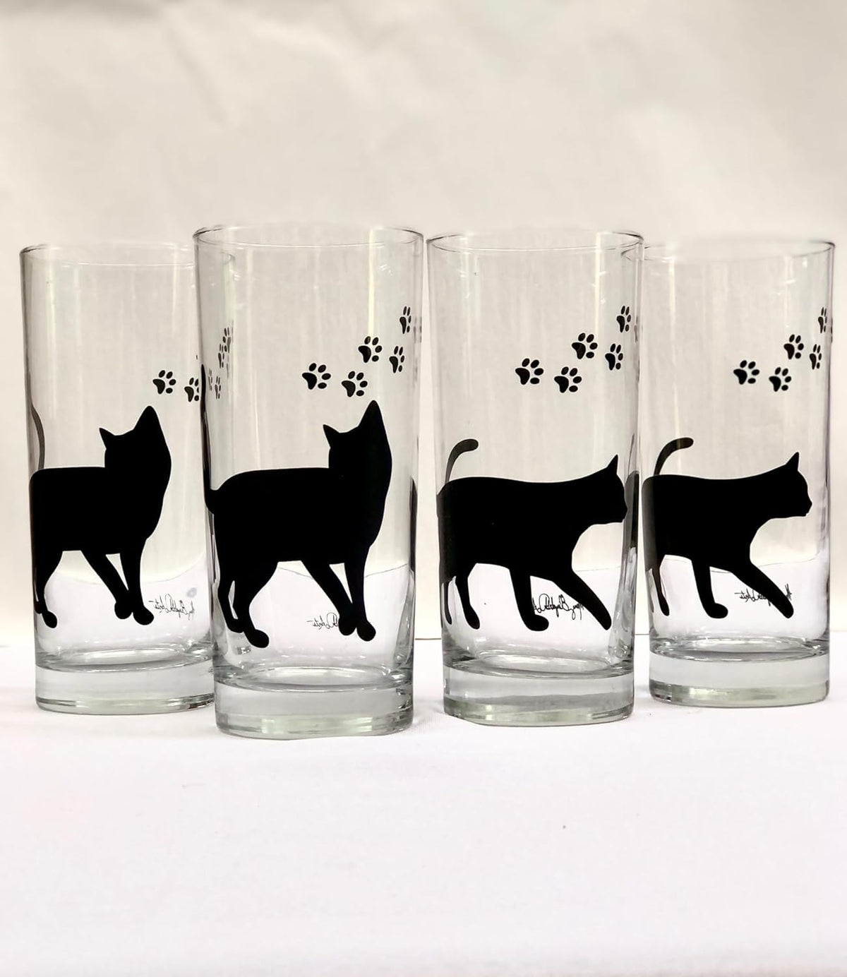 Set of 4 Black Cat Glasses X7310