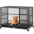 48'' XXL Dog Crate with 2 Doors Lockable Wheels T605