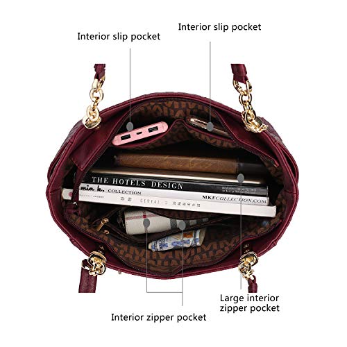 Vegan Leather Shoulder Bag Tote Bag Purse Set H417