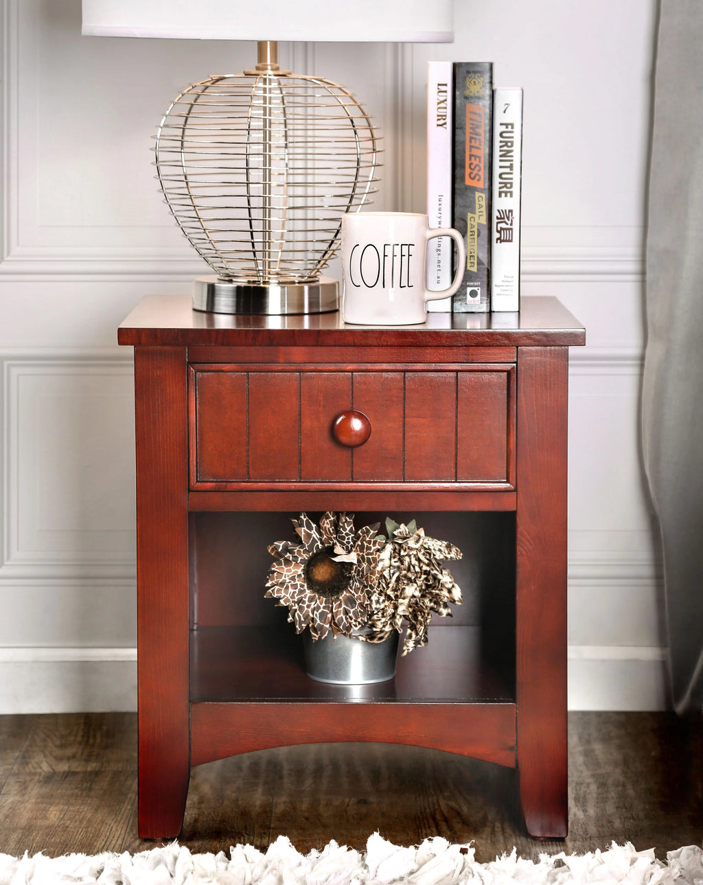 Cherry 1-Drawer Nightstand F9656