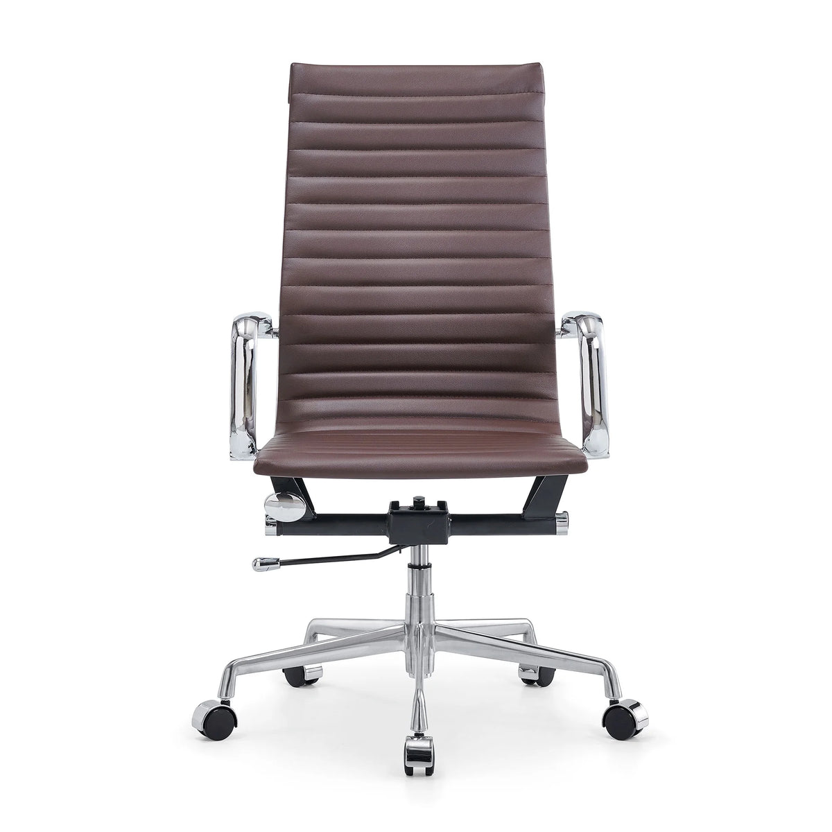 High Back Executive Office Chair with Armrest Adjustable Swivel Vegan Leather Brown Z734