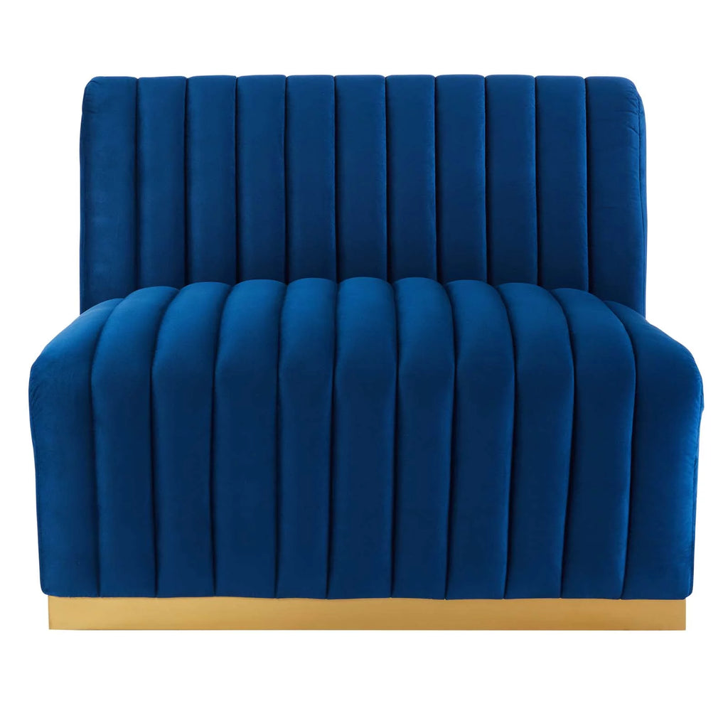 Gold Navy Velvet 5-Piece Sectional O1270