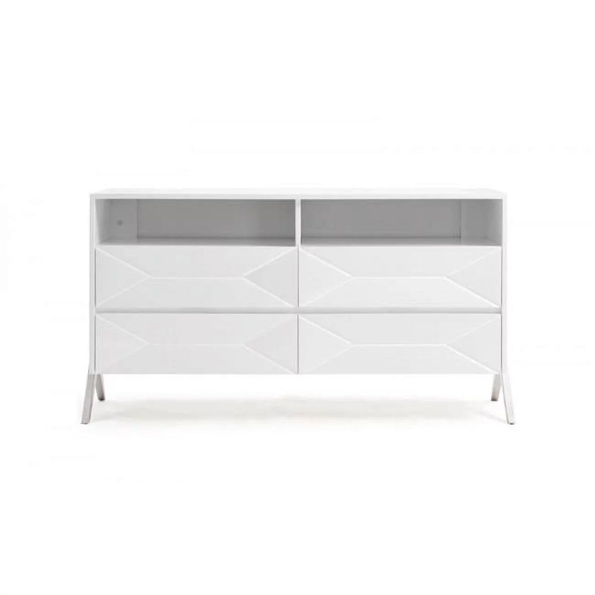 White Manufactured Wood Four Drawers Double Dresser E509