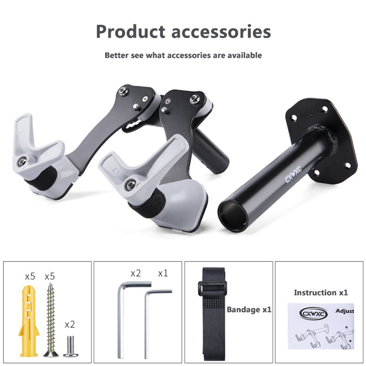 Bike Wall-Mounted Vertical Garage Storage Horizontal Adjustable Hook H49818