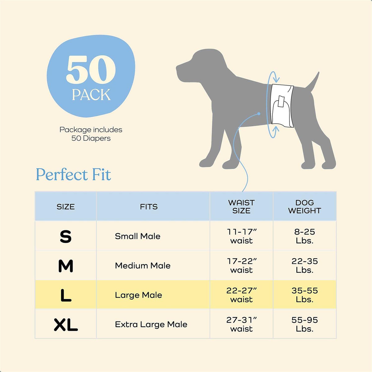 Male Dog Diapers 30-Pack Super Absorbent Disposable O268705