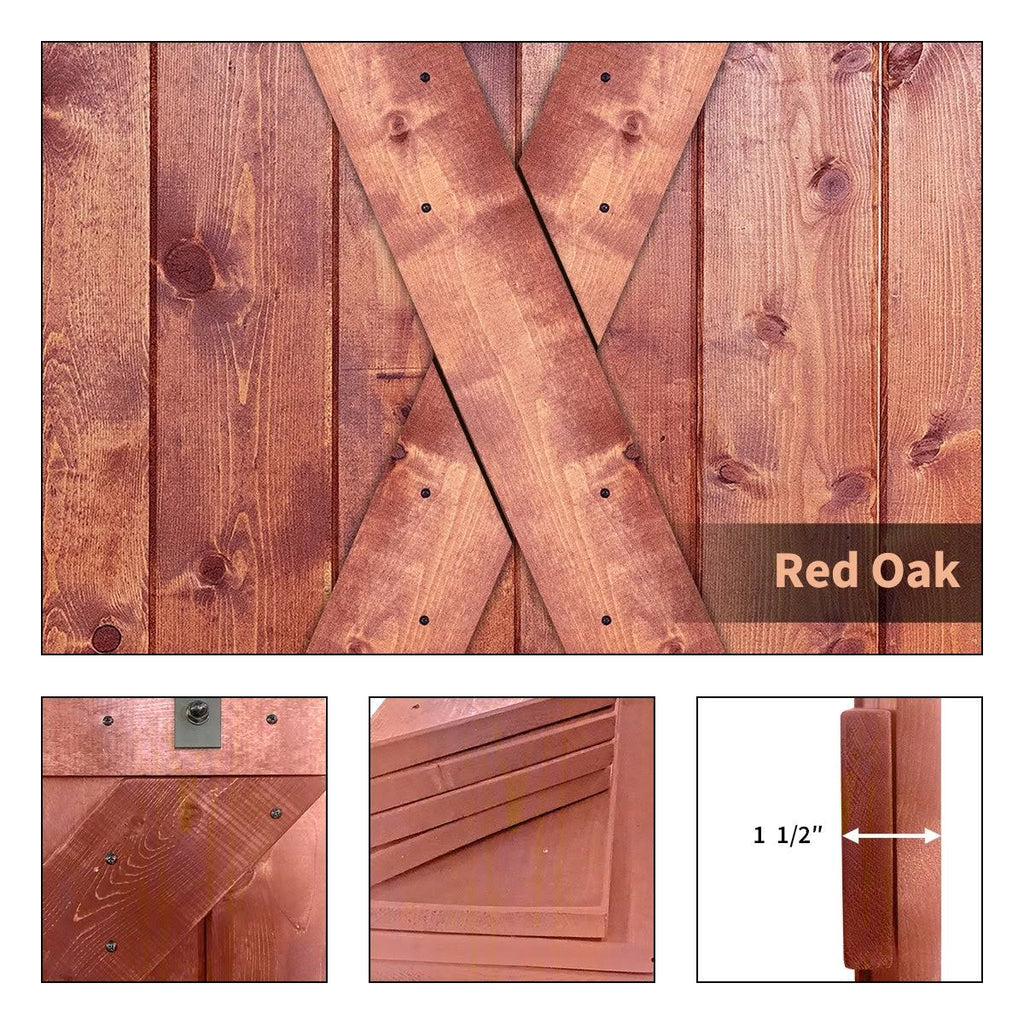 Paneled Wood Barn Door with Installation Hardware Kit N8900