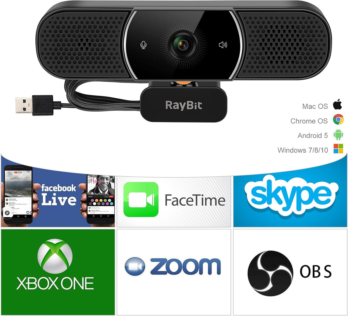 2 Pack Webcam with Microphone and Speaker Z38831