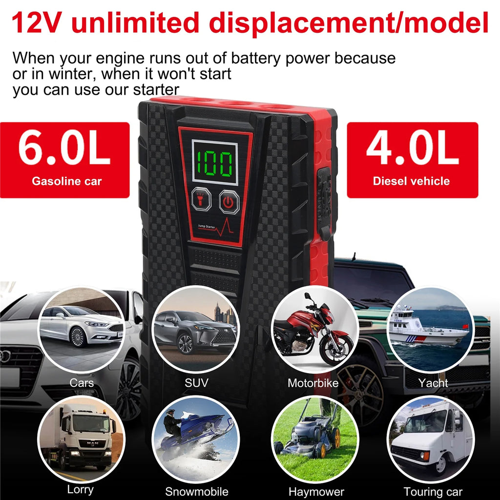 Car Jump Starter 5000A Peak 99800mAh Battery Portable Power Bank T728