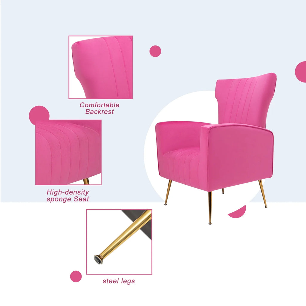 Velvet Wingback Accent Chair with Gold Legs K740