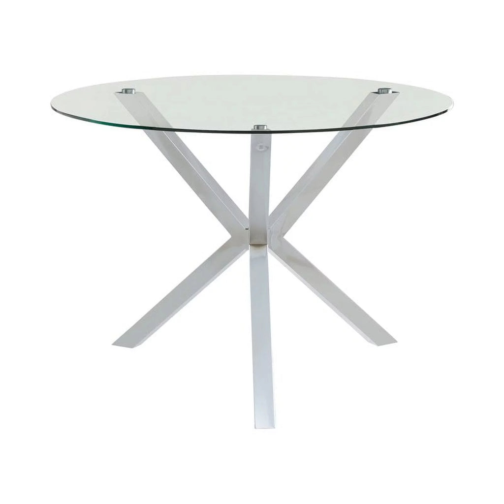 5 Piece Round Glass Top Dining Table and 4 Chairs X21336