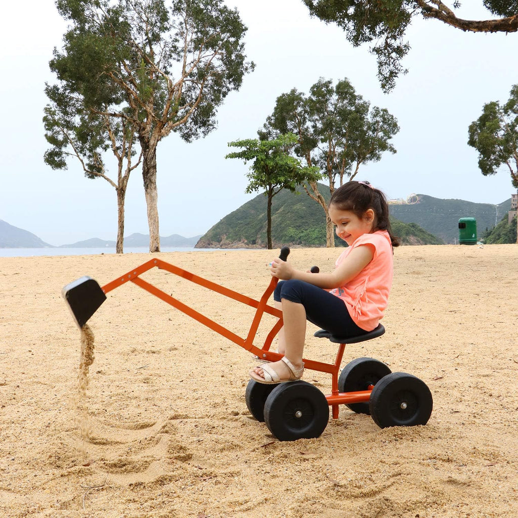 Ride On Sand Digger Excavator Toy with 8 inches Wheels and 360° Rotation Seat X442492