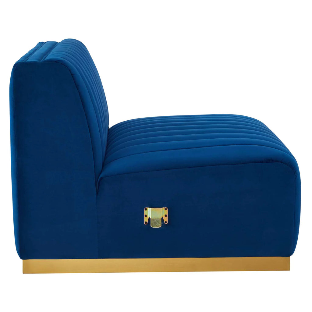 Gold Navy Velvet 5-Piece Sectional O1270