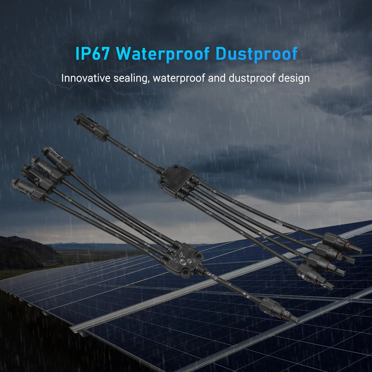4-Way Solar Cable Connector Self-locking IP67 Waterproof 12AWG F2642