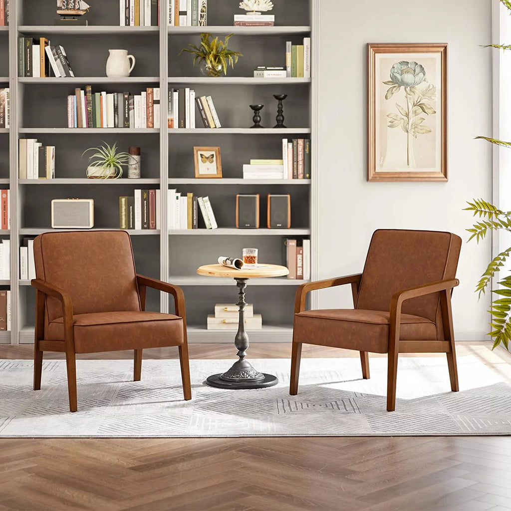 Light Brown 2 Pieces PU Leather Accent Chair E749799