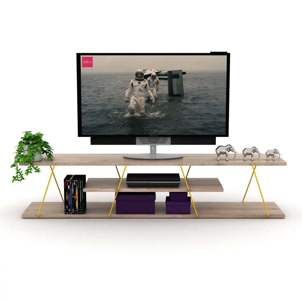 Mid Century Modern 4 Shelves 56 inch Low Tv Stand R66287