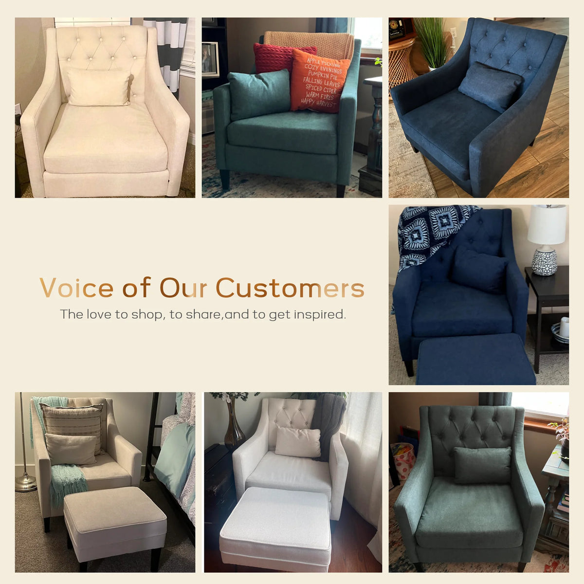 Blue Upholstered Accent Chair with Ottoman R119