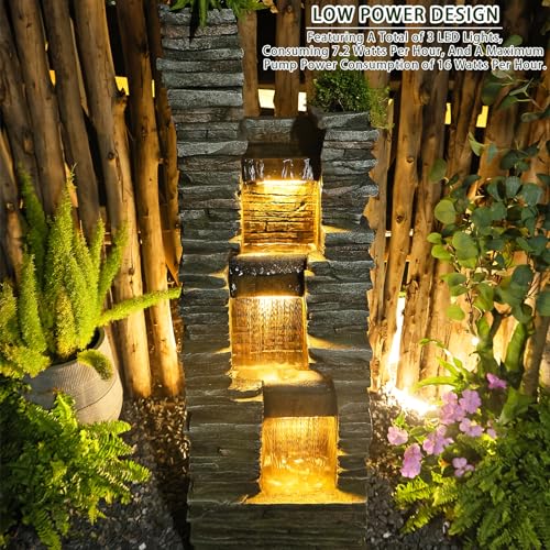 37.4 inches Tall Freestanding Fountain with LED Lights O290