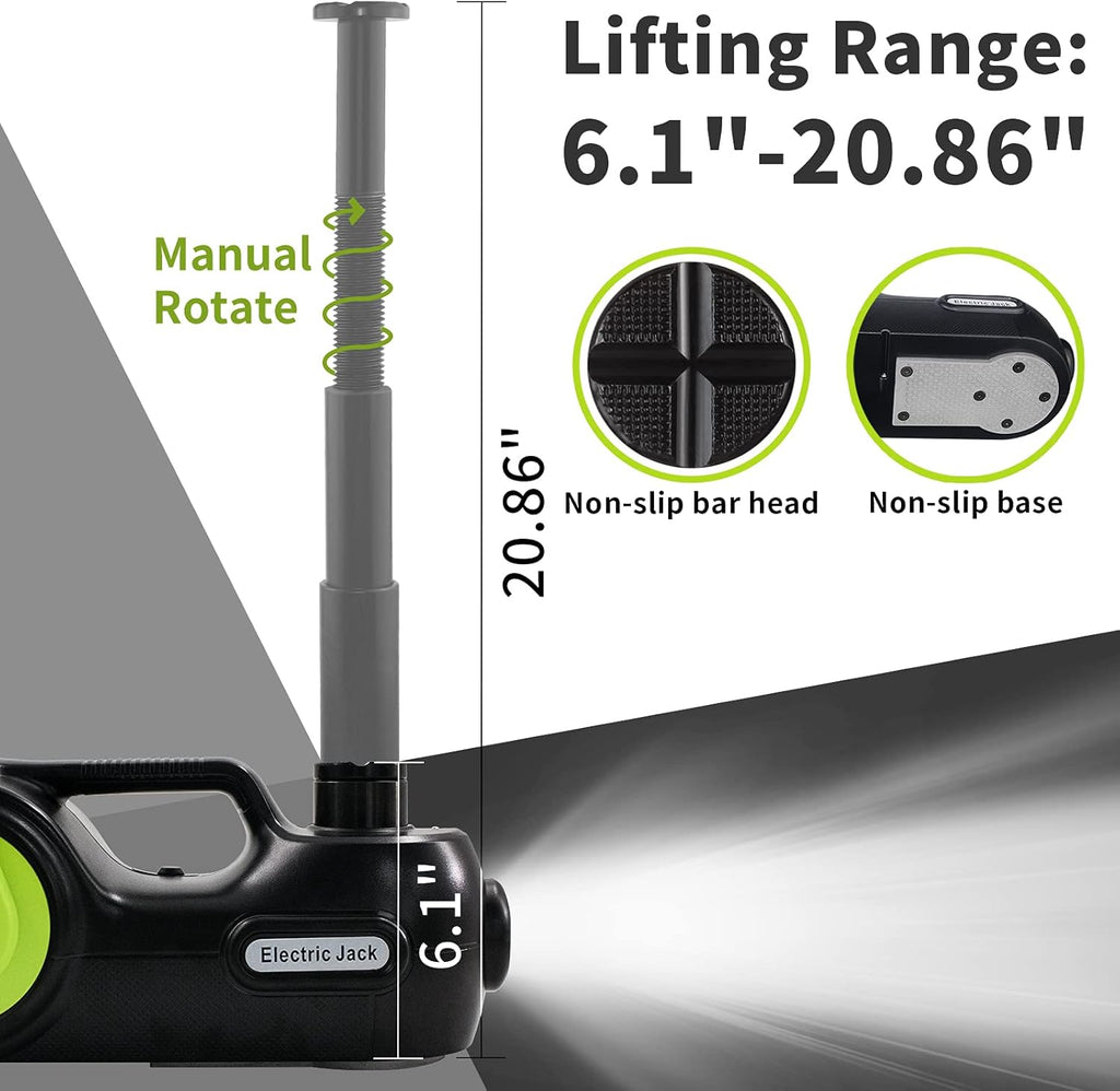 12V 5 Ton Electric Car Jack Kit with Impact Wrench & Inflator E7611