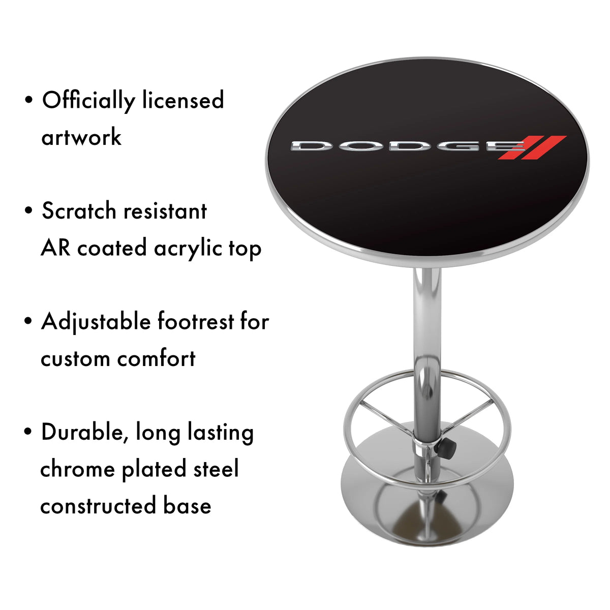 Bar Table with Adjustable Footrest and Acrylic Top P2641