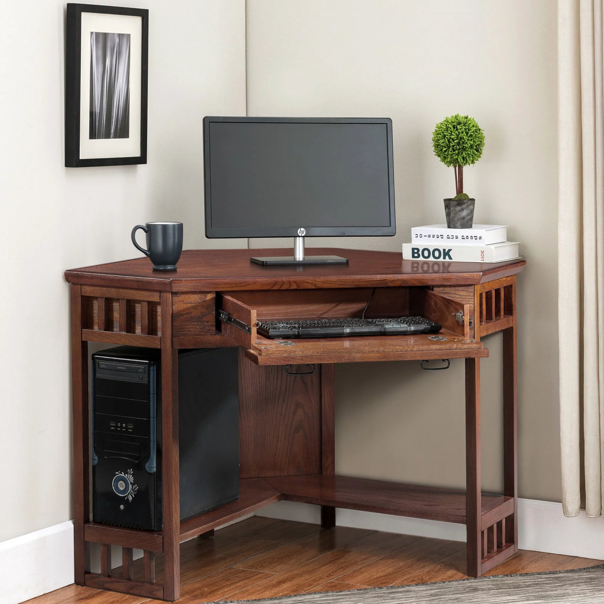 Black Oak Corner Writing Desk N3039