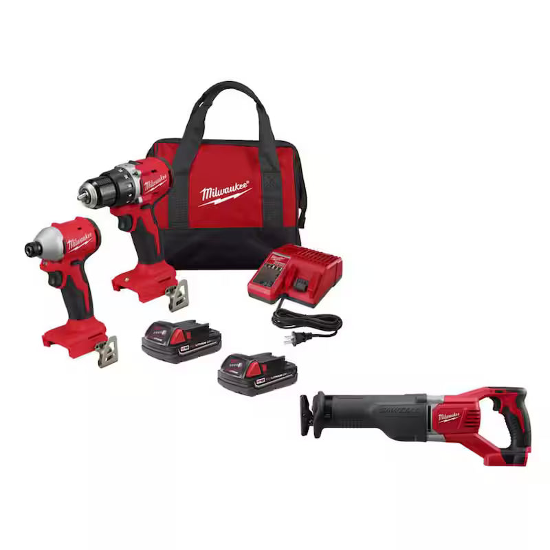 18V Lithium-Ion Brushless Cordless Compact Drill/Impact Combo Kit with Reciprocating Saw M60113