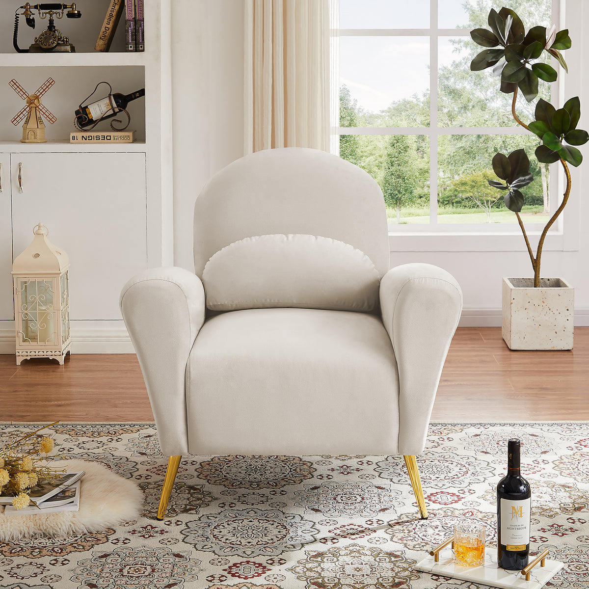Blue Upholstered Armless Chair V8354