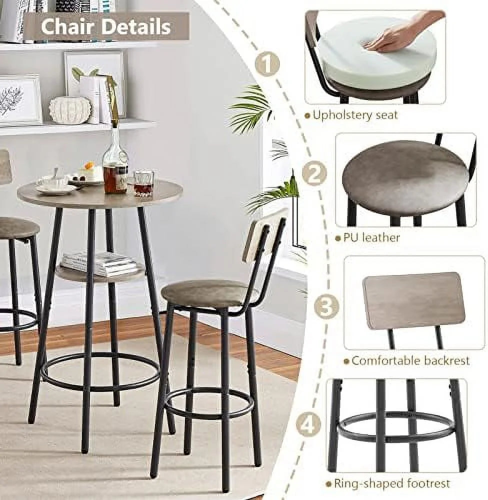 3 Piece Metal and Wood Table and Stools Set I228