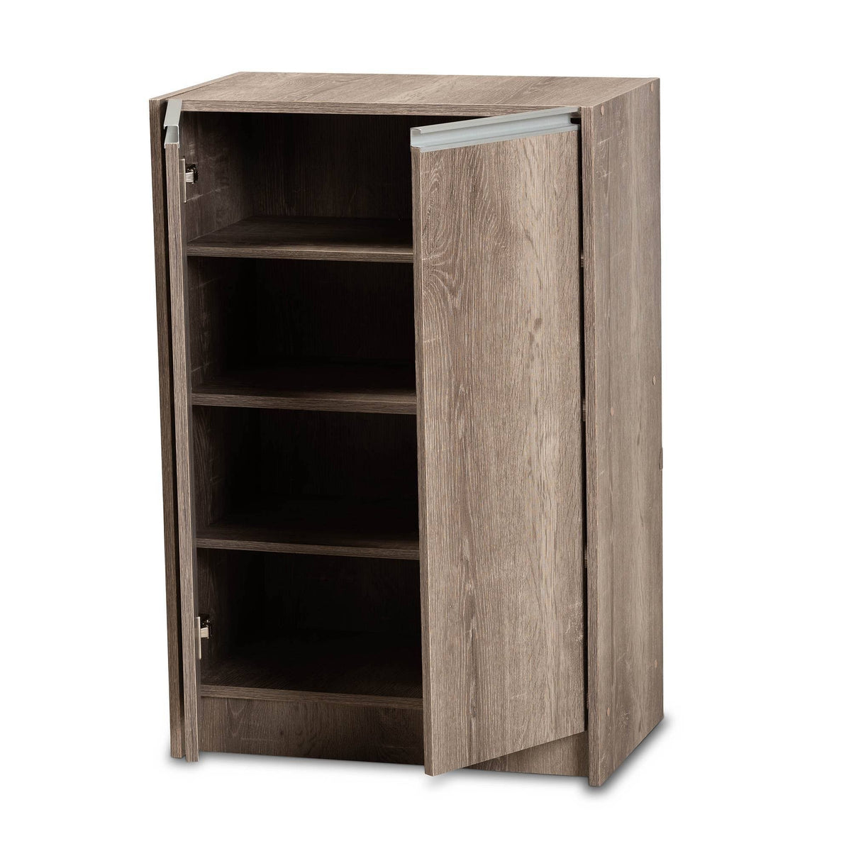 Weathered Oak Finished Wood 2-Door Shoe Cabinet Z229557