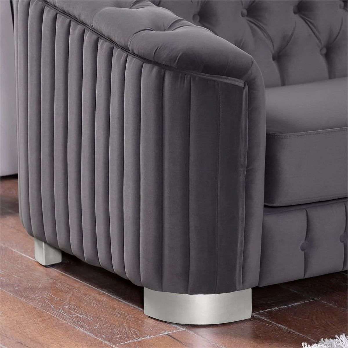 Dark Gray Tufted Fabric Chair B75539