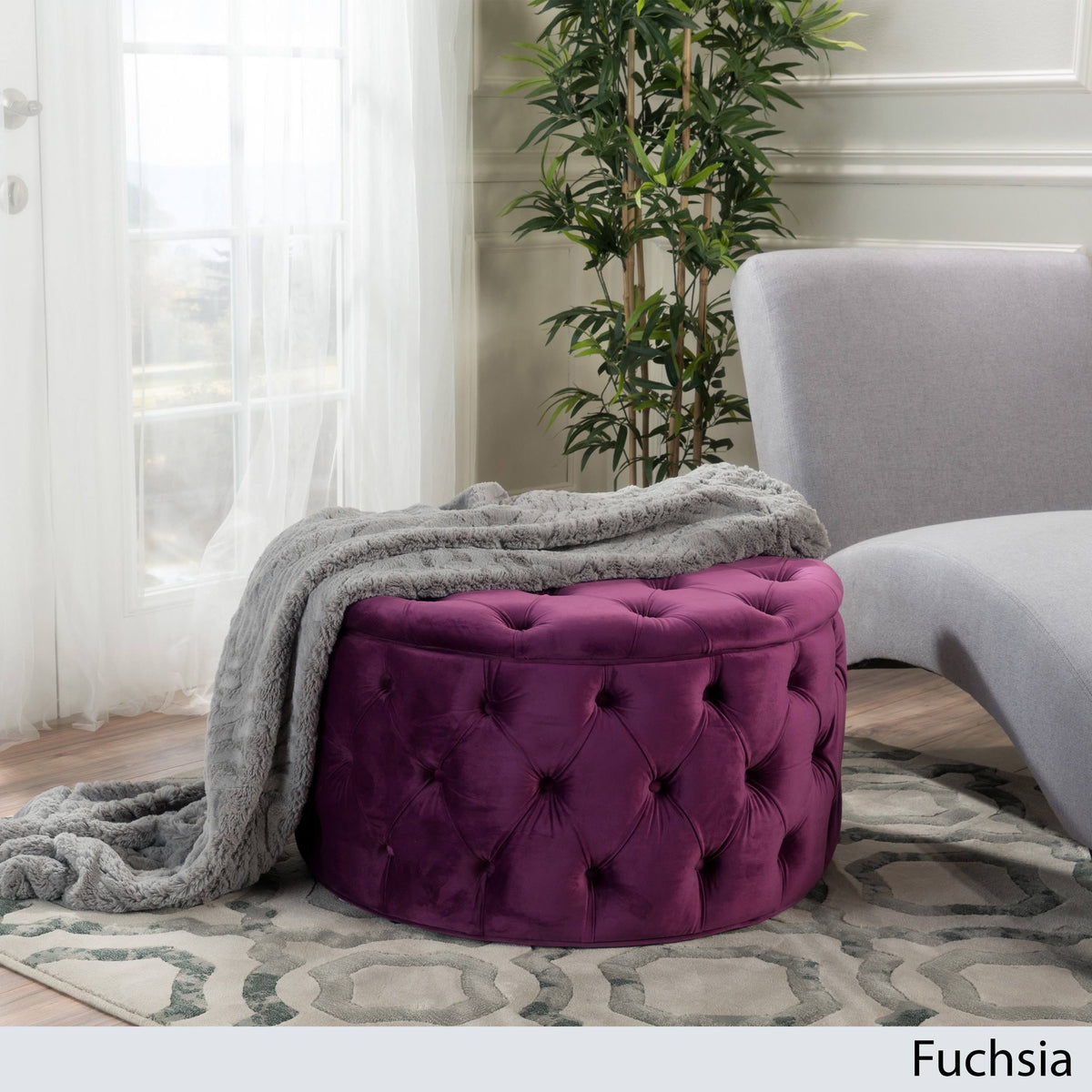 Fuchsia Round Ottoman N828