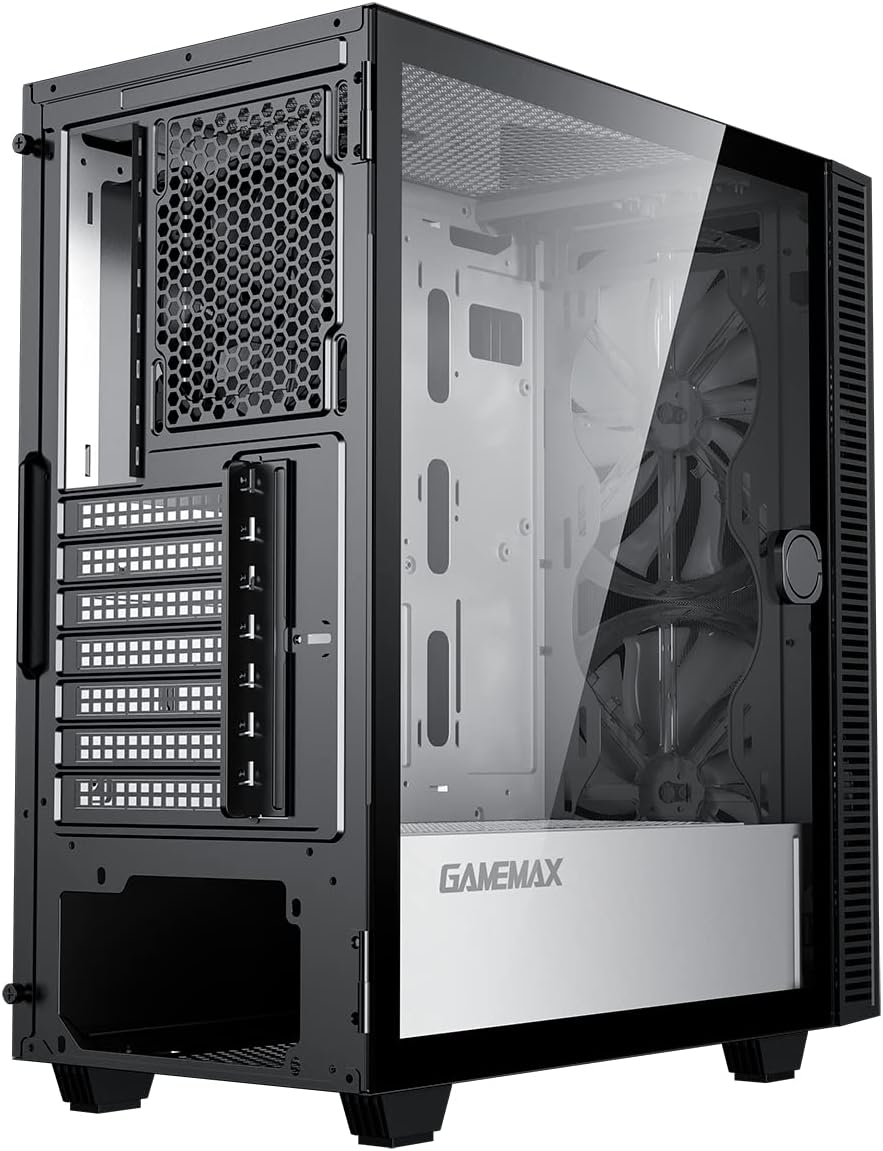 Black Mid-Tower ATX ARGB PC Gaming Case with Tempered Glass Side Panel X524189