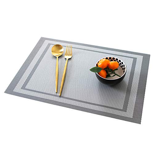 Set of 4 Grey Woven Vinyl Placemats G826427