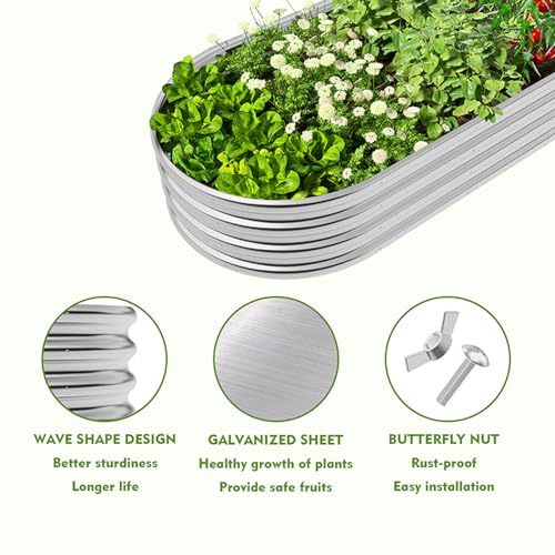 Metal Raised Garden Bed 2Sets Galvanized Planter Box S365