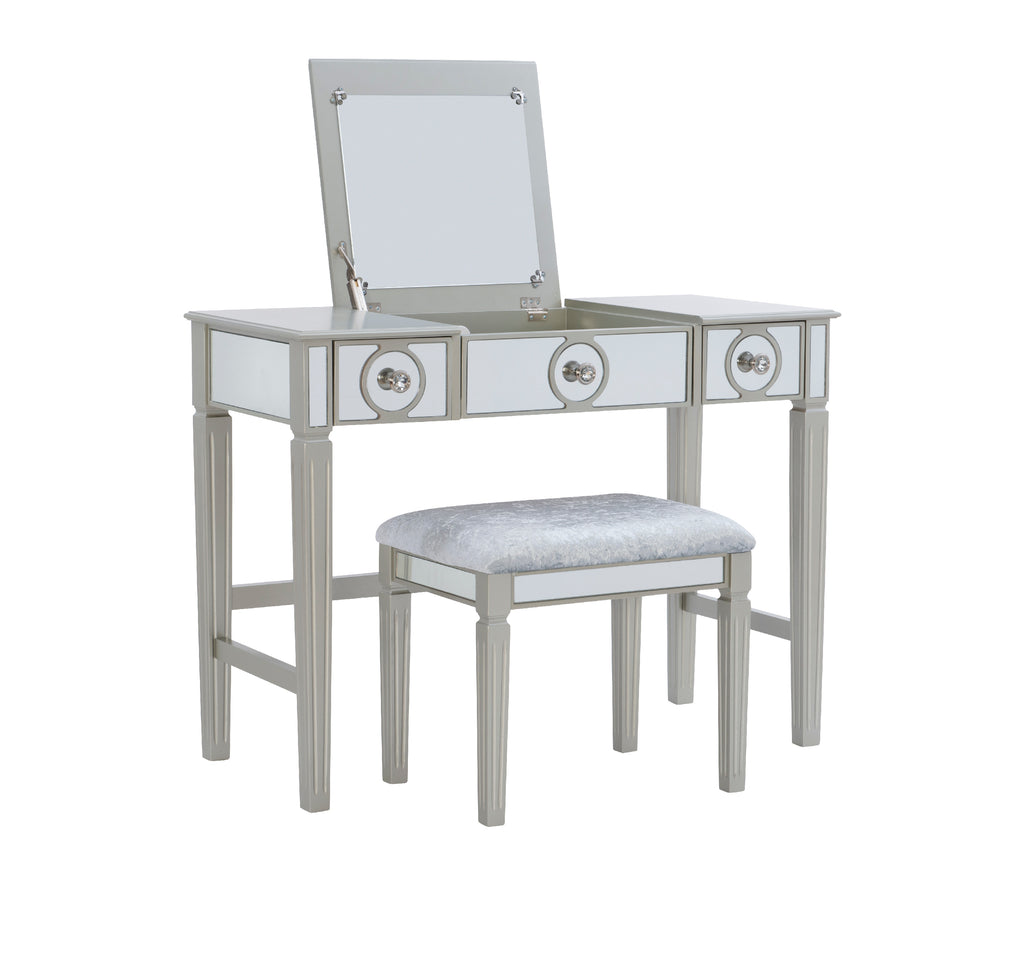 2-Piece Vanity Set with Flip-Top Mirror and Bench P4879
